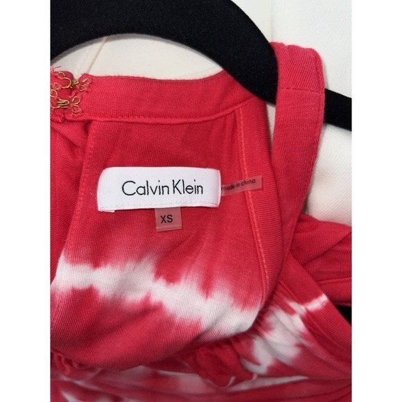 Calvin Klein Watermelon Pink Tie Dye Stretch Jersey Maxi or Midi Dress Size XS - Picture 8 of 9